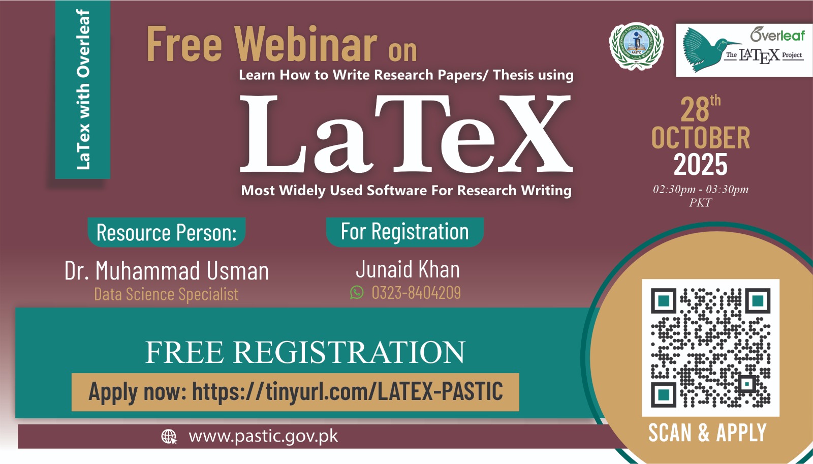 Announcement: Free Webinar on LaTeX - the world's most widely used tool for research writing and scientific documentation - 28 October 2025
