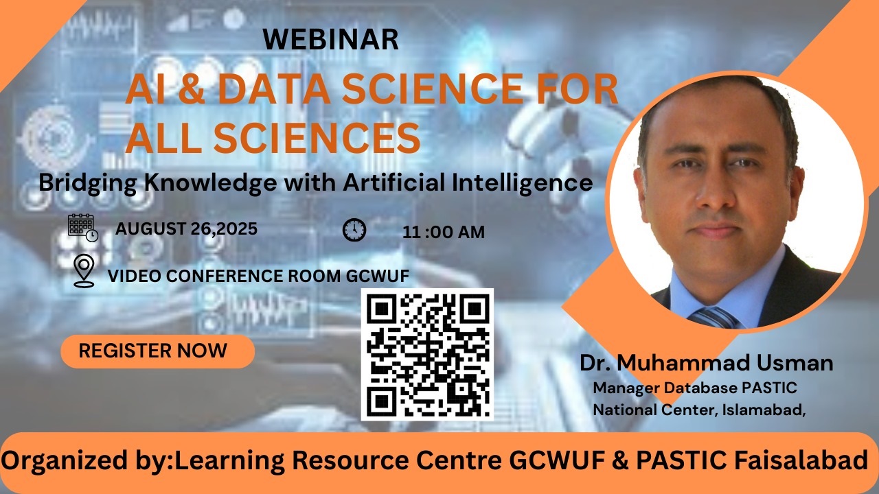 Webinar on AI and Data Sciences for all Sciences on 26th August 2025