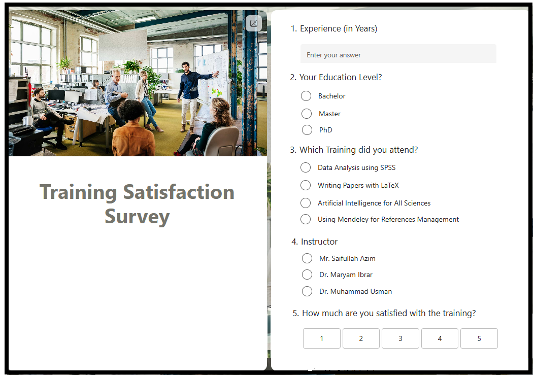 Example Survey to setup in SPSS